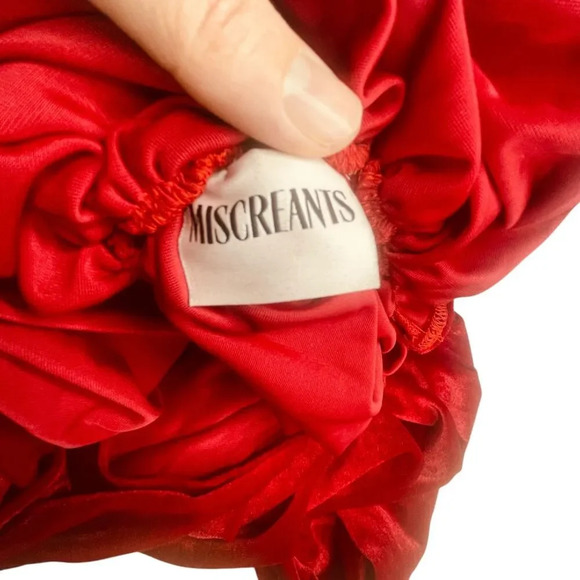 Revolve Miscreants London One Shoulder Midi Red Velvet Dress with Gloves - Picture 10 of 11